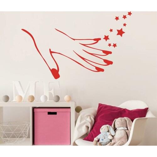 Nail Beauty Salon Wall Sticker Elegant Hand Nail Art Wall Decal Polish Manicure Pedicure Studio Wall Window Sticker Vinyl Murals