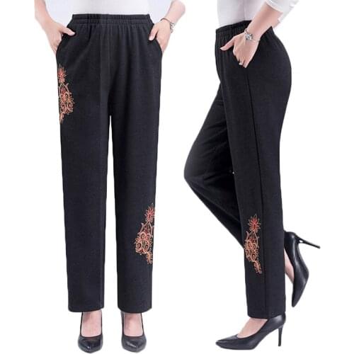 New Fashion Elderly Women Long Pants High Waist Winter thicken Mother Trousers Plus Size Elastic Waist Grandma Pants M-5XL 1512