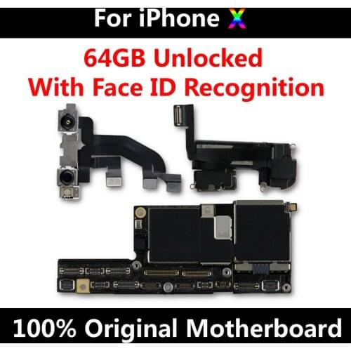 Original Motherboard For IPhone X Clean iCloud 64GB 256GB Unlocked Main Logic Board Full Tested Plate With Face ID IOS Update MB