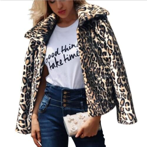 Autumn faux mink leather jacket womens big Lapel leopard print fur leather coat women slim jackets jaqueta de couro fashion