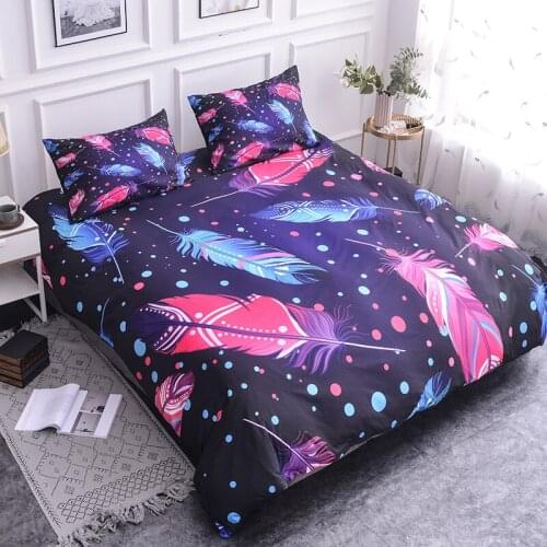 Feathers Bedding Set Home Textiles Duvet Cover Sets With Pillowcase King Size 2/3pcs Bedroom Colorful Boho Microfiber Fabric