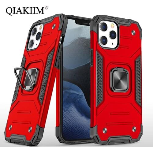 Shockproof Armor Ring Case on For iPhone 12 11 Pro Max Mini XS X XR SE 2020 7 8 Plus Magnetic Car Holder Stand Cover Phone Coque