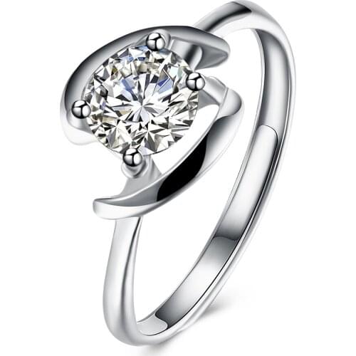 SILVERHOO 925 Sterling Silver Rings Adjustable Geometric Shape Inlaid Zircon Stylish Girl Ring Engagement Fine Jewelry New