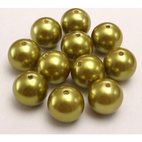 MHS.SUN A35 Light Olive Green Round ABS Plastic Pearls 4MM-30MM With Hole Loose Imitation Pearl Spacer Beads For Jewelry Making