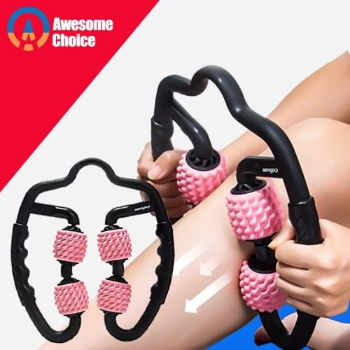 U Shaped Trigger Point Massage Roller Arm Leg Neck Muscle Tissue for Fitness Gym Yoga Pilates Sports 4 Wheel Fitness Equipment