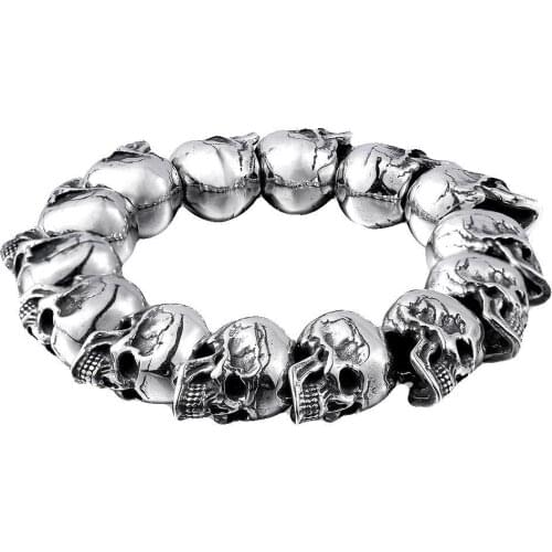 Domineering Mens Skull Bracelet Retro Punk Biker Bracelet Hip Hop Jewelry Cool Band Skeleton Bracelet Male Jewelry Party Gifts
