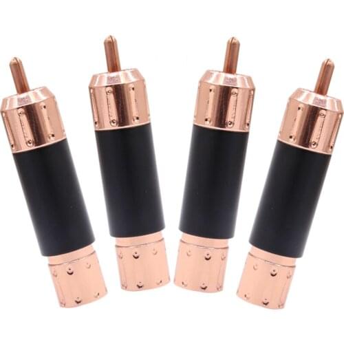 4PCS High Performance red copper plated rca plug solder connector