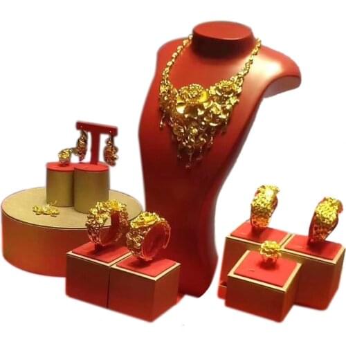 Yulaili 2021 New Dragon and Phoenix Showcase Gold Jewelry Set and High Quality Chinese Style Earrings Necklace Jewelry Sets Gift