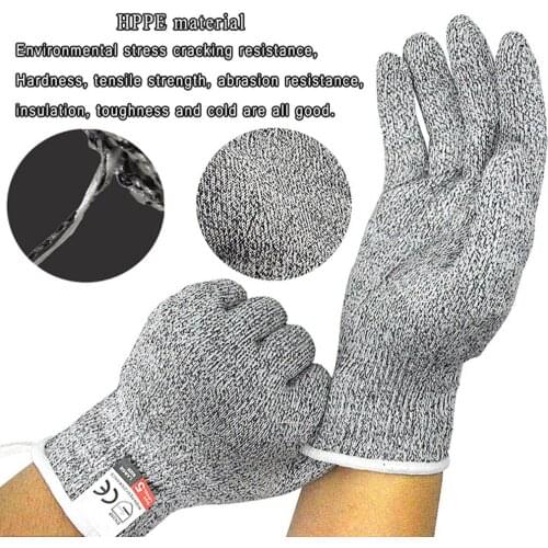 1 Pair Kitchen Gardening Hand Protective Gloves Butcher Meat Chopping Working Gloves Mittens HPPE Sturdy Anti-cutting Gloves