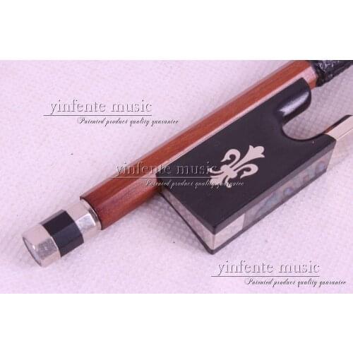 1pcs Brazilwood Round Stick 4/4 violin Bow Ebony Frog Flower Inlaid 4/4 #26