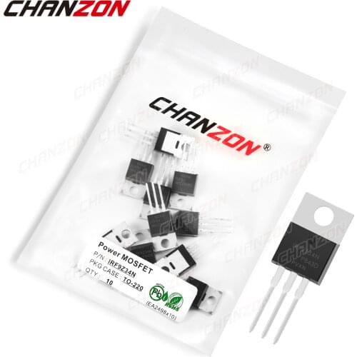 10Pcs IRF9Z34N TO-220 Power SIC Mosfet Transistor Bipolar Junction BJT Powerful Triode Tube Fets -19A -55V Integrated Circuits