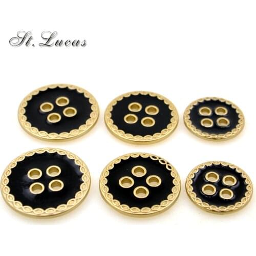 10pcs/lot new fashion high quality 4-holes metal gold button for shirt cloth pants bag sewing accessories 15mm/18mm/20mm DIY