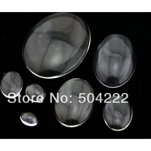 200pcs mix combo Oval Glass Cabochons Crystal Clear Glass Dome sizes from (6X8MM-30X40MM)