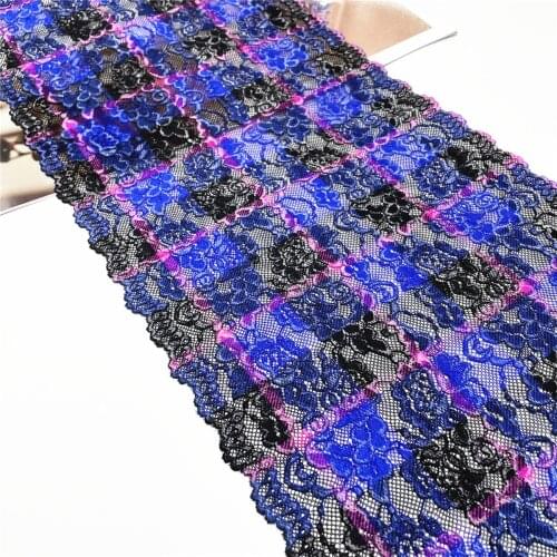 3M/lot Width 28cm Mixed Blue Black Wide Elastic Lace Trim Skirt Hem Underwear Sewing Craft DIY Apparel Fabrics Lace Lingerie