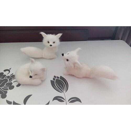 3 pieces a set simulation white fox toy polyethylene & furs handicraft mini fox doll 030