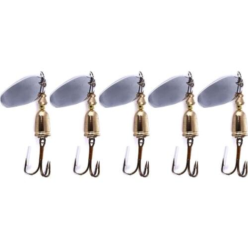 5PCS hard metal sequin spinner spoon fishing lures 8.9g 6.7cm 6#fishing hooks bass trolling fishing baits pesca fishing tackles