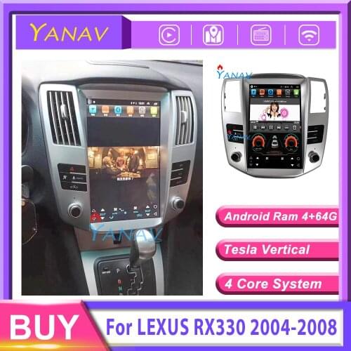 Tesla Car autradio Stereo receiver For-Lexus RX RX300 RX330 RX350 RX400H 2004-2007 vertical screen car android video dvd player