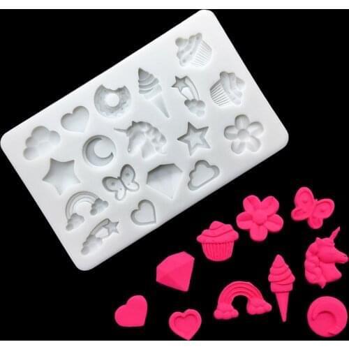 Butterfly Unicorn Rainbow Ice Cream Silicone Sugarcraft Mold Chocolate Cupcake Baking Fondant Cake Decorating Tools