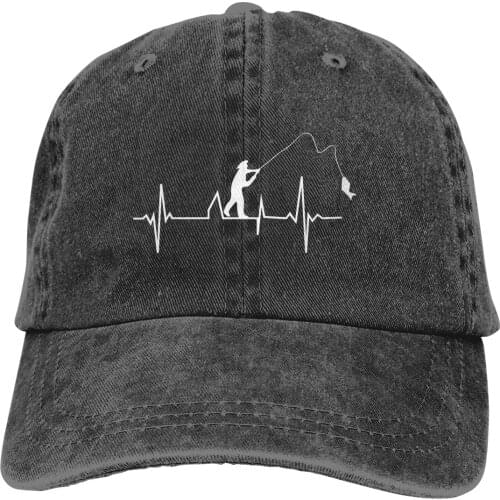 Heart Beat Baseball Caps Peaked Cap Carp Fishing Fisher Sun Shade Hats for Men