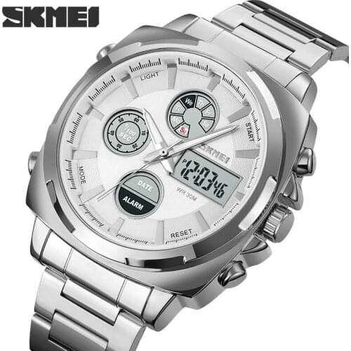 Reloj hombre SKMEI Luxury Brand Mens Wrist Watch Military Digital Sport Watches For Man Steel Strap Quartz Clock Male montre