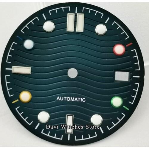 Green Luminous 31mm Blue Watch Dial Fit NH35 NH36 Automatic Movement Watch Face Parts