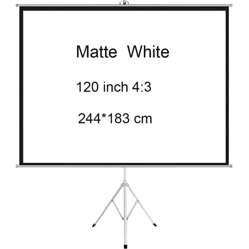 Projector Screen with Stand 120 inch - Indoor Outdoor Matt White Projection Screen 4:3 HD Premium Wrinkle-Free Tripod Screen