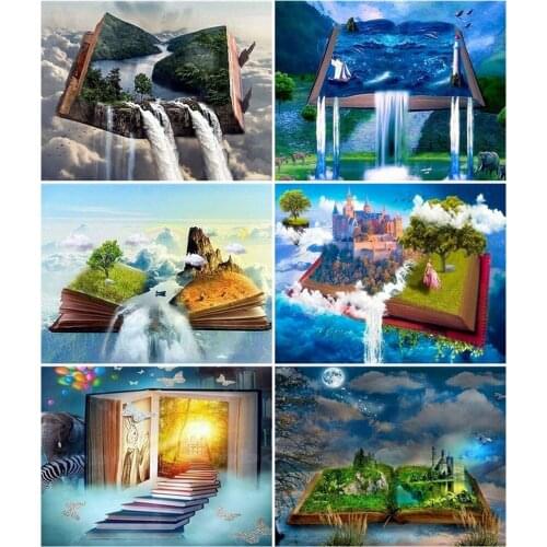 HUACAN Diy Frame Oil Painting By Number Waterfall Handpainted Gift Pictures By Numbers Book Acrylic Home Decoration