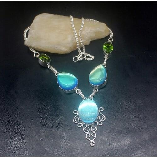 Gemstonefactory Jewelry Big Promotion 925 Silver Fashion Colorful Topaz Peridot Ladies Women Chain Necklace 46m 202101721