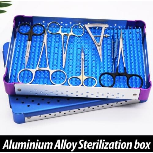 Aluminum alloy surgical sterilizing box can sterilize ophthalmic tools under high temperature and high pressure