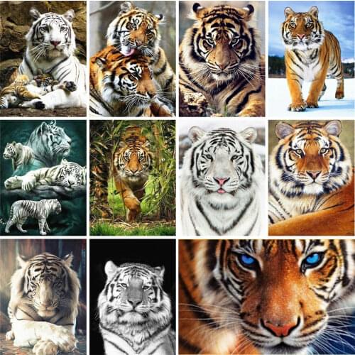 HUACAN 5D Diamond Painting Animal Tiger Full Square Rhinestone Picture Embroidery Sale Diamond Mosaic Home Decor Gift