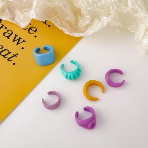 HUANZHI 2020 New Trendy Colorful Dripping Oil Geometric Rings Hand-painted Irregular Open Rings for Women Party Jewelry