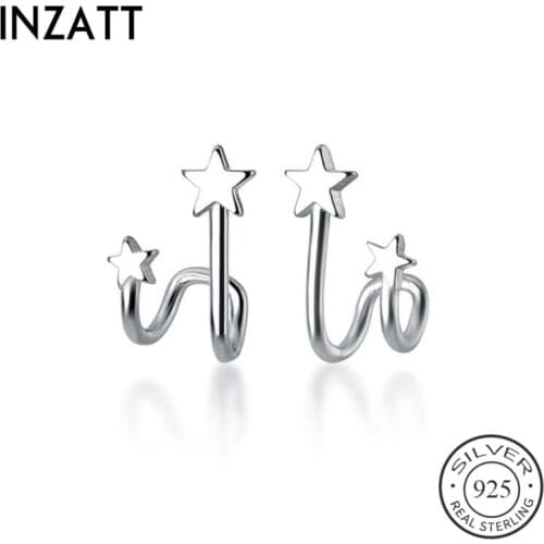 INZATT Real 925 Sterling Silver Star Stud Earring For Fashion Women Birthday Party Cute Fine Jewelry Minimalist Accessories Gift