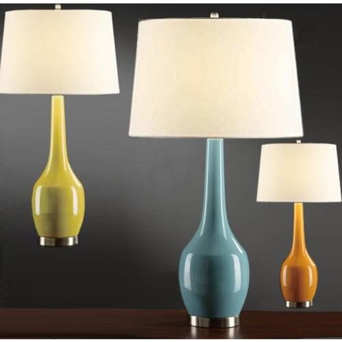American ceramic table lamp gourd Chinese bedroom bedside lamp creative living room table lamp blue yellow orange ZL182