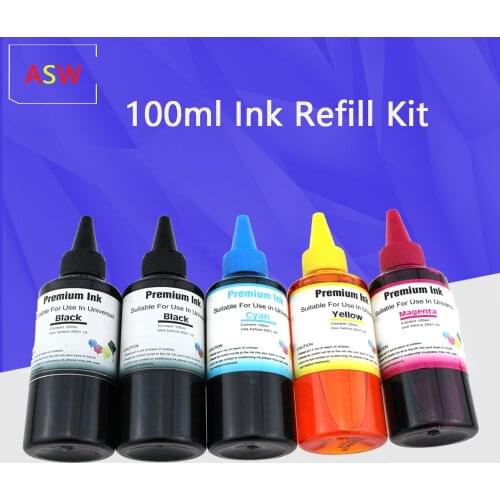 100ml Ink Refill Kit For HP 21 22 301 302 304 121 122 123 650 652 300 140 141 350 351 343 338 XL Cartridge Printer Dye Ink