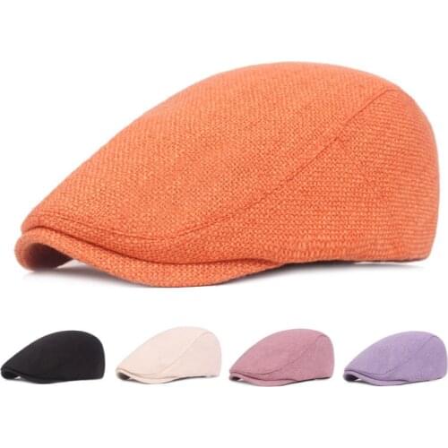 2021 Retro Casual Mens Hats Retro Berets Hat for Women Cotton Visors Herringbone Flat Caps Artist Peaked Cap Boina