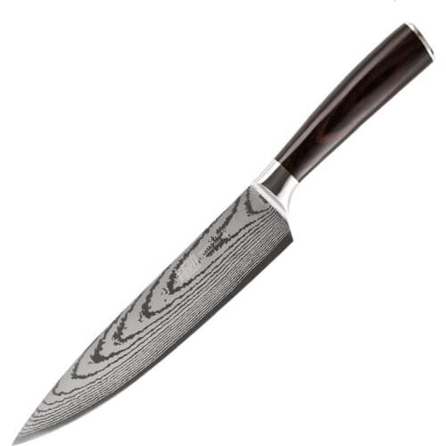 Kitchen 8 Inch Knife Chef 7CR17 440C Stainless Steel Knives Laser pattern Damascus sharp Slicer Meat Cleaver tools US stock USPS