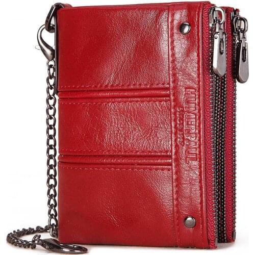 High Quality Autumn RFID Antimagnetic Wallet Real Cowhide Mens Multifunctional Double Zipper European and American Coin Purse