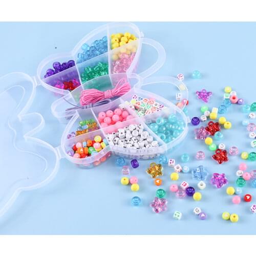 Candy Color Beads Kit For DIY Bracelet Necklace Accessories Children Creative Cute Cartoon Shape Box Jewelry Making Set For Kids