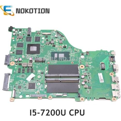 NOKOTION DAZAAMB16E0 NBGDF1100B NB.GDF11.00B For Acer aspire E5-575 E5-575G laptop motherboard SR2ZU I5-7200U CPU GTX950M DDR4