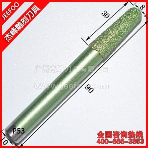 P53-10*8*30mm V Shape CNC Stone Engraving Milling Bit,NEW Diamond End Mill Bit Cutters for CNC 3d Relief Roughing Milling