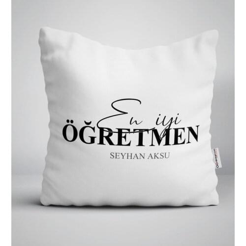 Personalized Best Teacher White Yastık-16