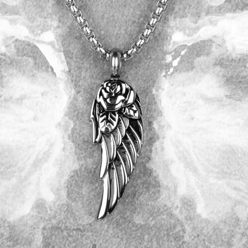 Rose Wings Animal Mens Long Necklaces Pendants Chain Punk Hip Hop for Boy Male Stainless Steel Jewelry Creativity Gift Wholesale