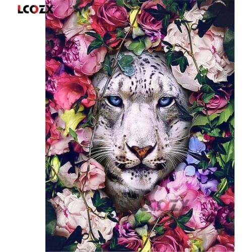 Leopard Flower Animal DIY Embroidery Cross Stitch 11CT Kits Needlework Craft Set Cotton Thread Printed Canvas Home Room