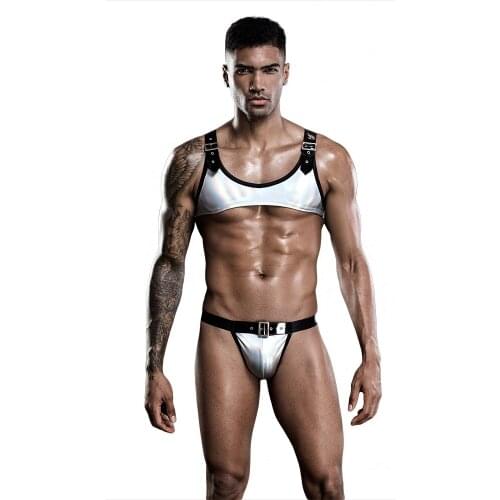 Sexy Mens Gym Muscle Sports Half Tank Top Vest Jockstraps Gentleman Clubwear Costume Male Leotard Lingerie Outfits Sexy Costume