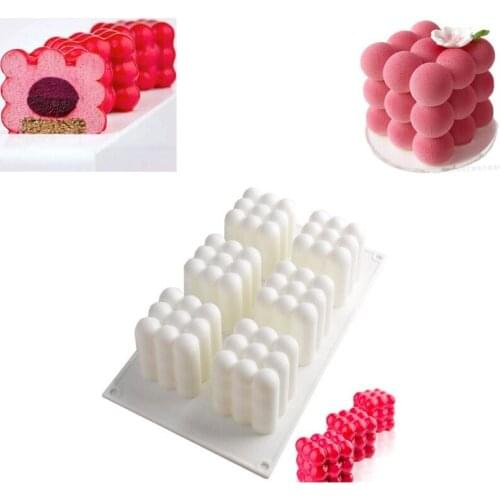 SHGO HOT-6 Cavity 3D Cube Candle Mold Silicone Molds for DIY Handmade Craft Soy Wax Scented Candles Making Aromatherapy Plaster