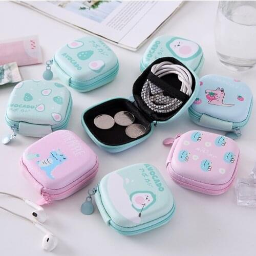 Cute Crocodile Avocado Cable Winder Earphone Case Bags Headset Earbuds Key Coin Hard Holder Box