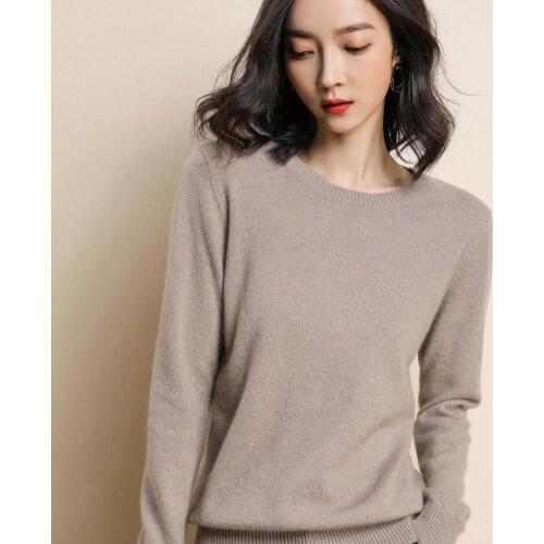 High Quality Pure Colors Spring Autumn Winter European Style Women Fashion Pullovers Knitted Cashmere Wool Sweater Lady Big Size