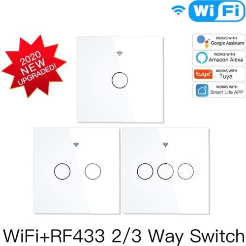 Smart Glass Panel Switch Smart Life/Tuya App Multi-Control Association Work With Voice Control Alexa Google Home 1/2/3 Gang