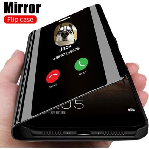 Smart Mirror Flip Phone Case For Xiaomi Redmi Note 9 9S 9C 8T 8 9T 6 6A 8 8A 9A 7A Mi 11 10T Pro Lite Poco X3 NFC M3 Cover Coque