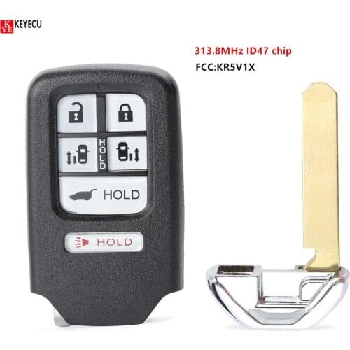 Keyecu New Replacement Remote Key Fob 6 Button 313.8MHz ID47 chip for Honda Odyssey 2014 2015 2016 2017 Fcc:KR5V1X